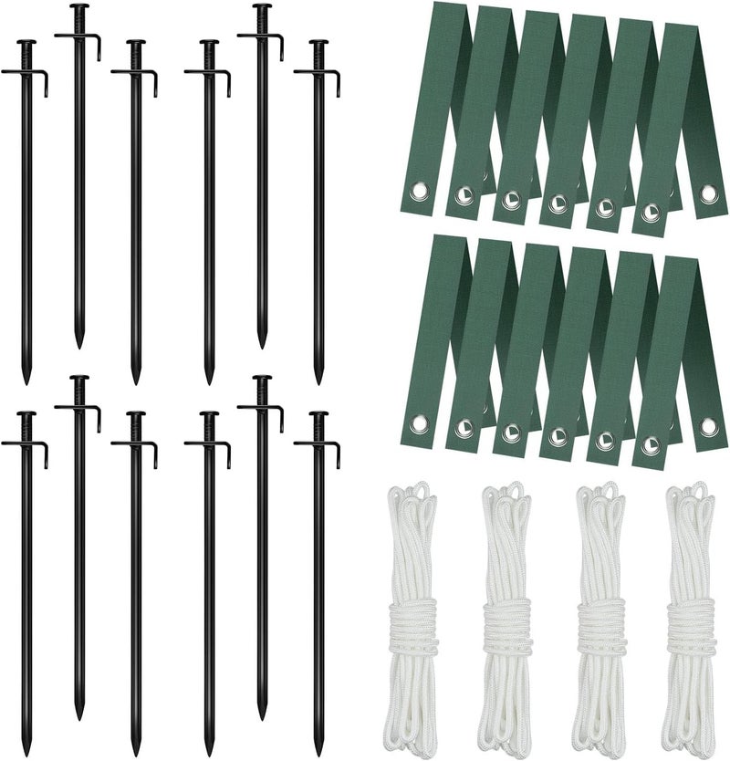 FCENDS Tree Stake Kit, Heavy Duty Steel 11.8 Inch Steel Tree Stakes and Supports for Young Tree Anti Strong Wind, Leaning Tree Anchor Straightening Kit (4) - Image 1